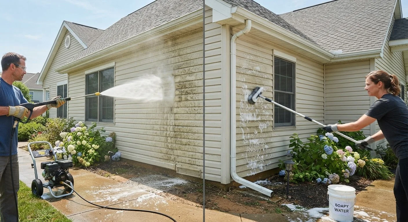 Pressure Washing vs. Hand Scrubbing Exterior Surfaces
